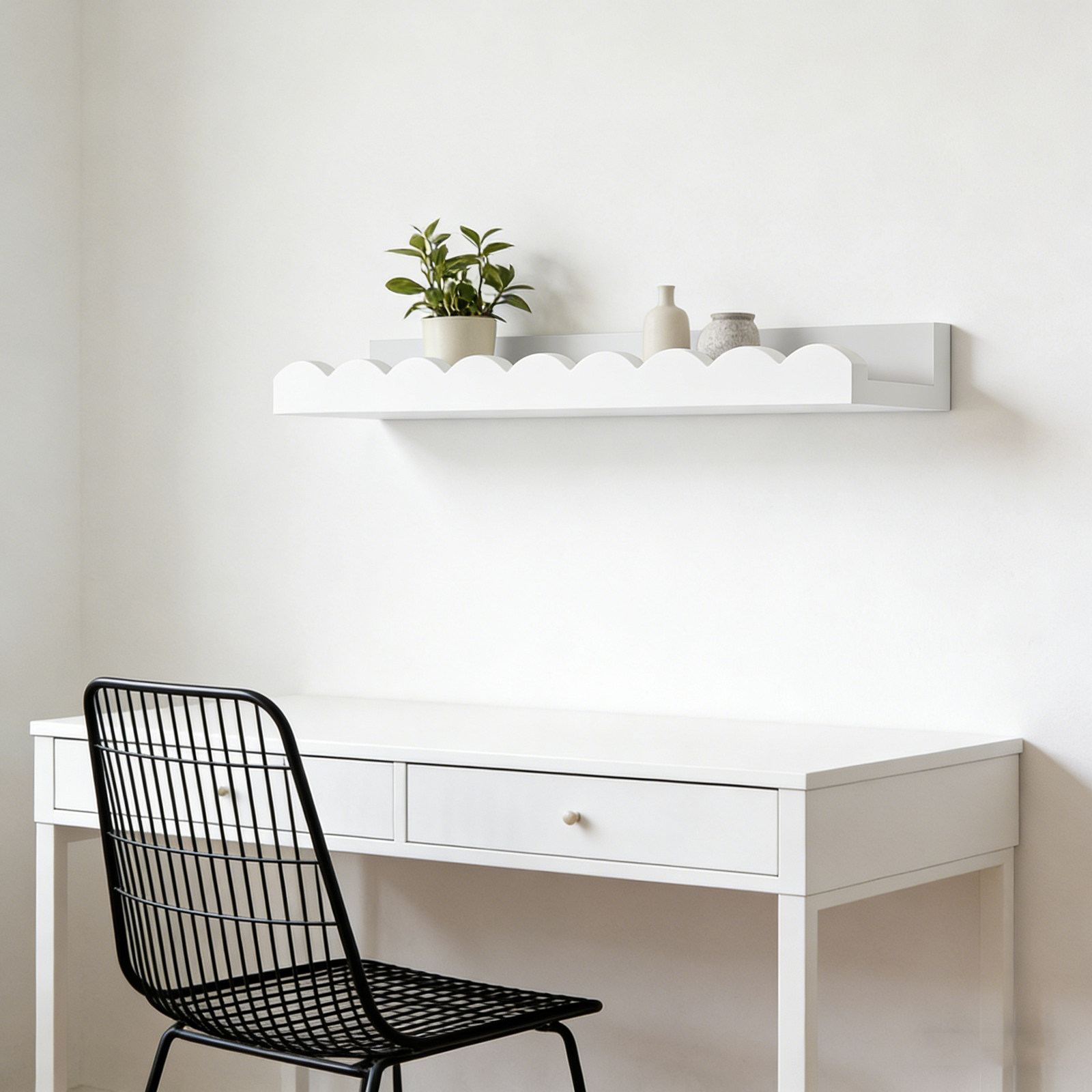 Baby Nursery Floating Shelves - ชั้นวางหนังสือแบบลอยติดผนัง 2 ชิ้น สำหรับห้องเด็ก ชั้นวางหนังสือแบบขอบโค้ง ตกแต่งห้องเด็ก