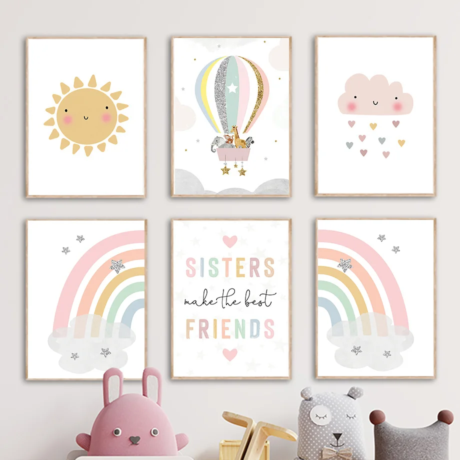 Baby Nursery Products - ยีราฟ ช้าง บอลลูนลมร้อน ดวงอาทิตย์ สายรุ้ง ห้องเด็ก
