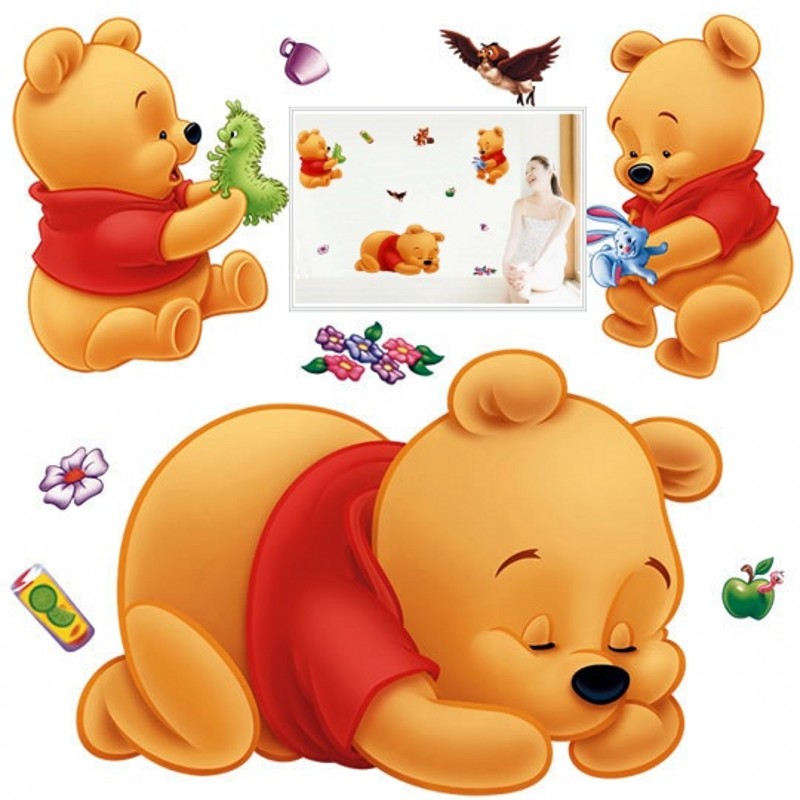 Baby Nursery Winnie The Pooh - 3d วินนี่เดอะพูห์สติ๊กเกอร์ติดผนังสำหรับห้องเด็กที่ถอดออกได้ห้องนอนเด็กการ์ตูนเนอสเซอรี่เด็กชายหญิงสติ๊กเกอร์ติดผนัง