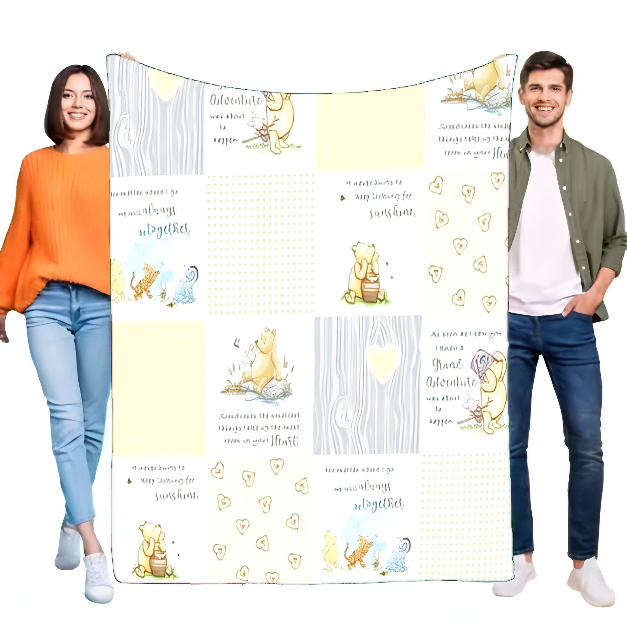 Baby Nursery Winnie The Pooh - ผ้าห่มลายวินนี่เดอะพูห์หลากสีสัน นุ่มสบาย เหมาะสำหรับห้องเด็กอ่อน ลายพูห์ พิกเล็ต และอีโยร์