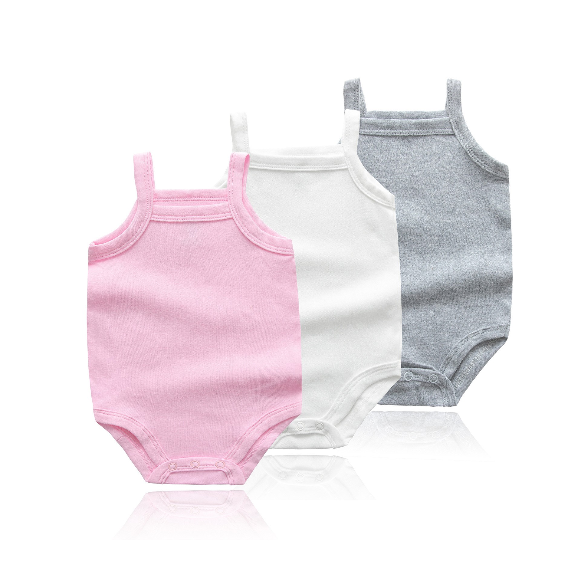 Baby Nursery Accessories - ฤดูร้อน 0-48M เสื้อผ้าเด็กผู้หญิงผ้าฝ้ายเสื้อกั๊กชุดเด็กทารกสีทึบนุ่มและสบายชุดบอดี้สูททารกแรกเกิด