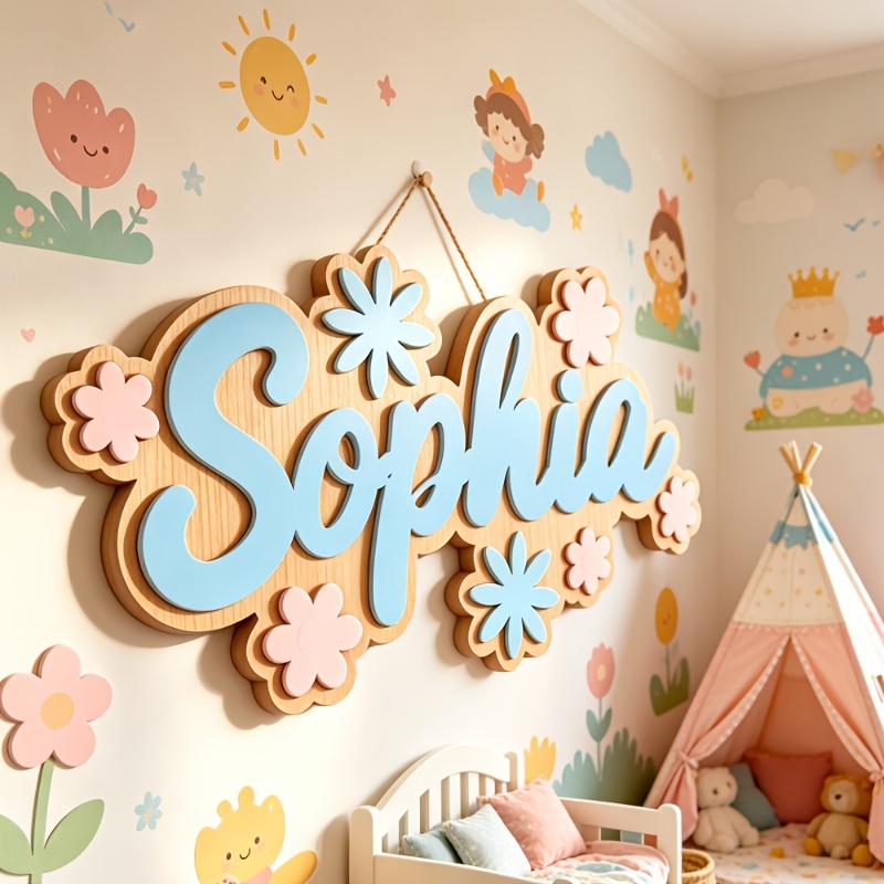 Baby Nursery Themes - ป้ายห้องพักธีมดอกไม้แบบส่วนตัว, ป้ายประตูดอกไม้สีพาสเทลปรับแต่งได้, ของตกแต่งห้องนอนเด็ก, ของขวัญแขวนแสนหวาน