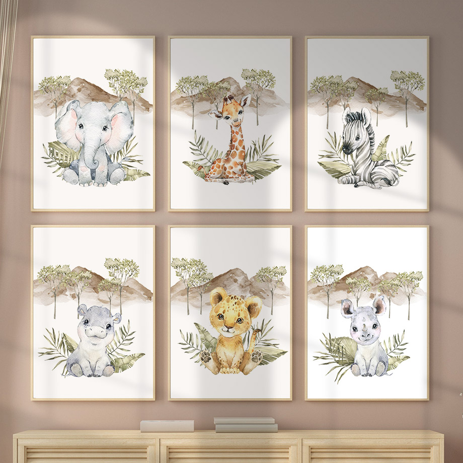 Baby Nursery Giraffe - ยีราฟ ม้าลาย ช้าง สิงโต ฮิปโป ต้นไม้