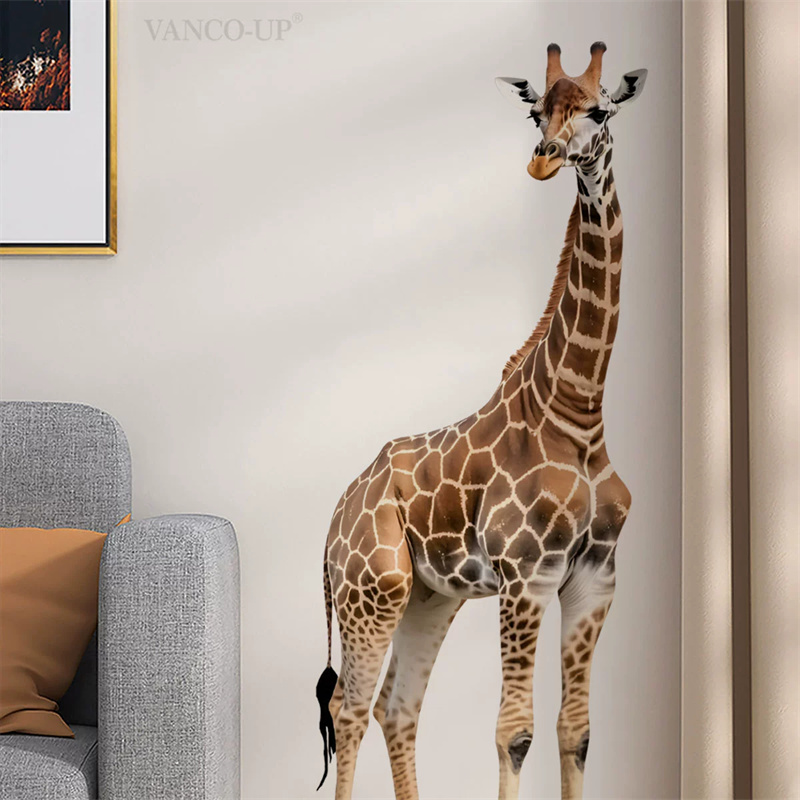 Baby Nursery Giraffe - สติกเกอร์รูปยีราฟขนาดใหญ่สำหรับตกแต่งห้องเด็ก ตกแต่งห้องเด็กสไตล์นอร์ดิก ลายสัตว์ป่า ยีราฟ วอลเปเปอร์ติดผนัง ภาพจิตรกรรมฝาผนัง