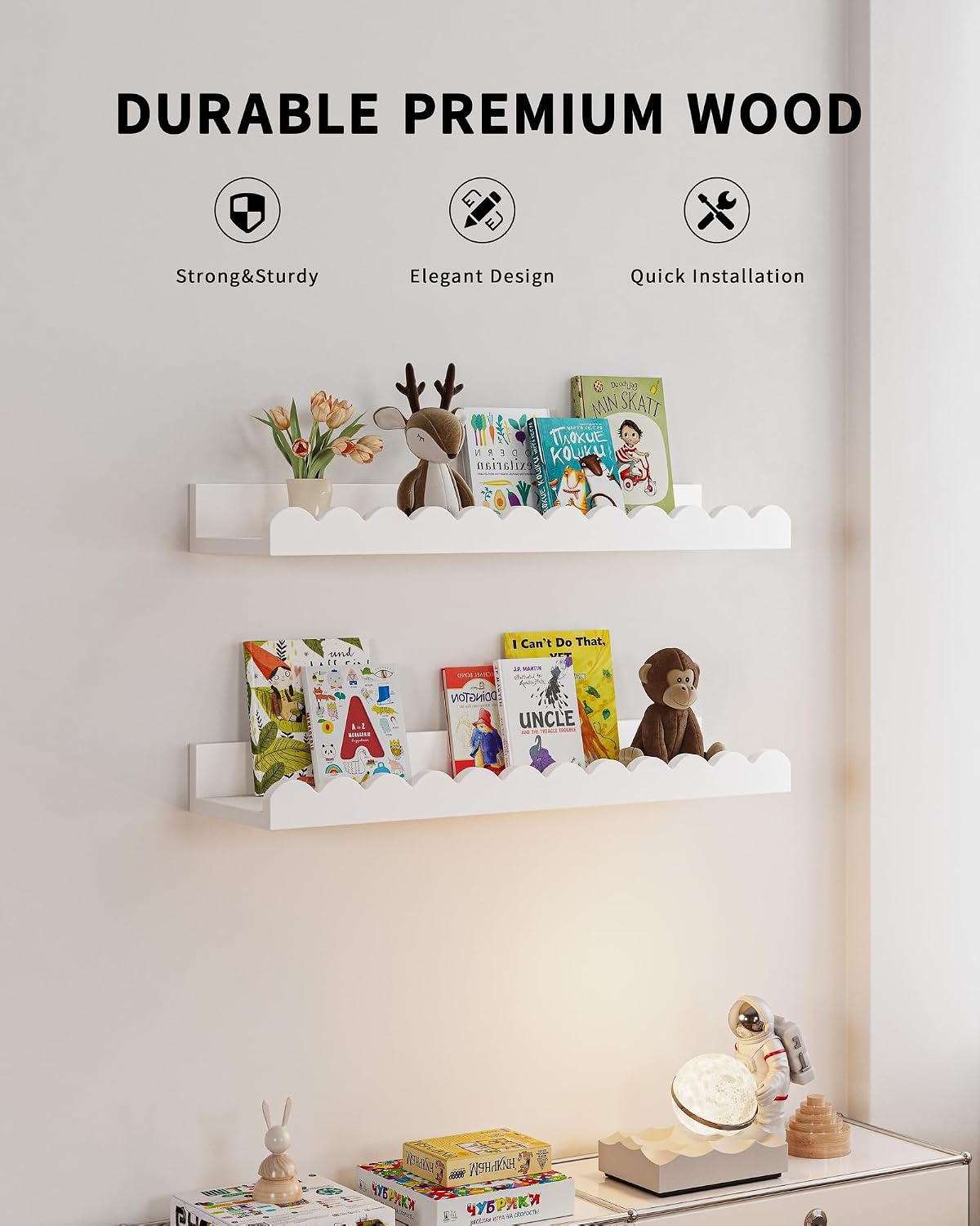 ชุดชั้นวางหนังสือเด็กแบบลอยตัว - Baby Nursery Floating Shelves บทวิจารณ์และราคา