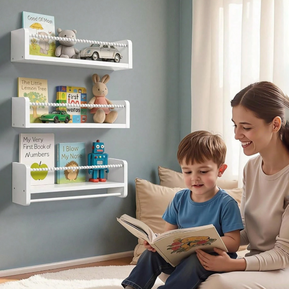 ชั้นวางหนังสือสำหรับห้องเด็ก,  - Baby Nursery Floating Shelves บทวิจารณ์และราคา