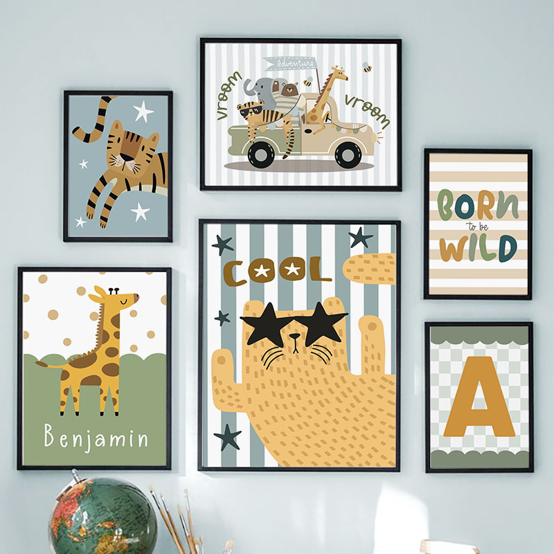 ภาพพิมพ์บนผ้าใบลายเสือ ลายสิงโ - Baby Nursery Giraffe บทวิจารณ์และราคา