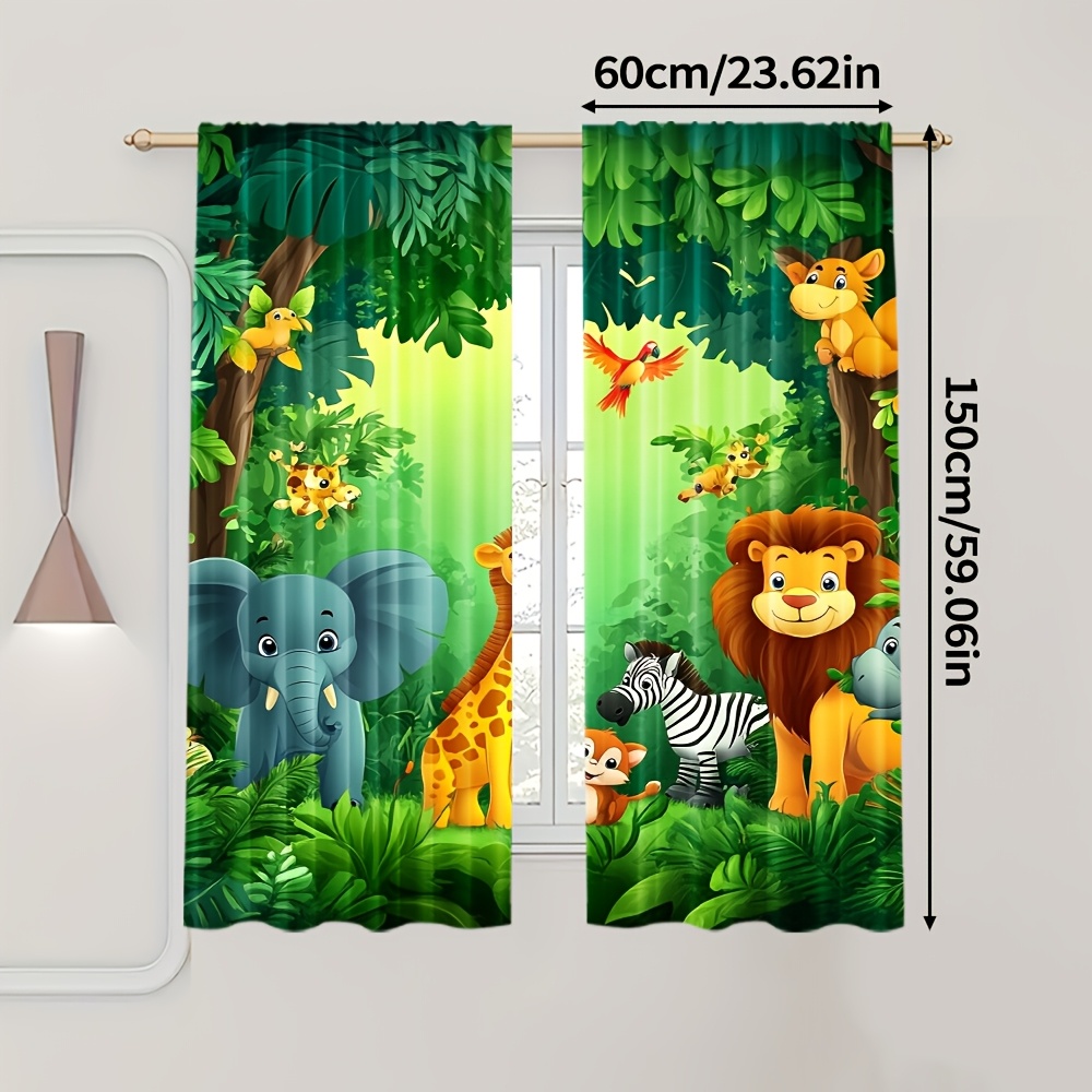2 ชิ้นการ์ตูนสัตว์ผ้าม่านป่าซา - Baby Nursery Office บทวิจารณ์และราคา