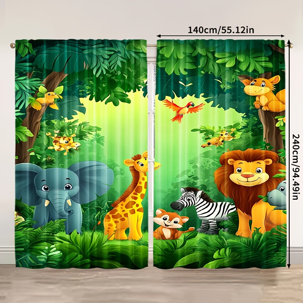 2 ชิ้นการ์ตูนสัตว์ผ้าม่านป่าซา - Baby Nursery Office บทวิจารณ์และราคา