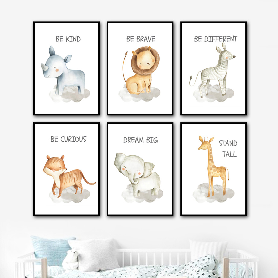 Nursery Wall Art ภาพวาดผ้าใบสิ - Baby Nursery Giraffe บทวิจารณ์และราคา