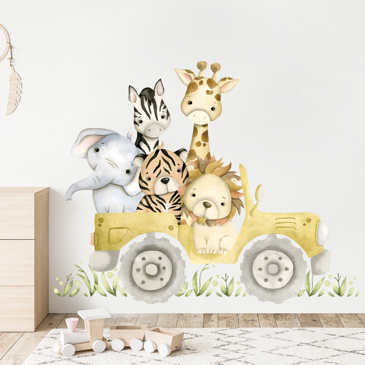 สัตว์น่ารักไดรฟ์รถจี๊ปสติ๊กเกอ - Baby Nursery Giraffe บทวิจารณ์และราคา