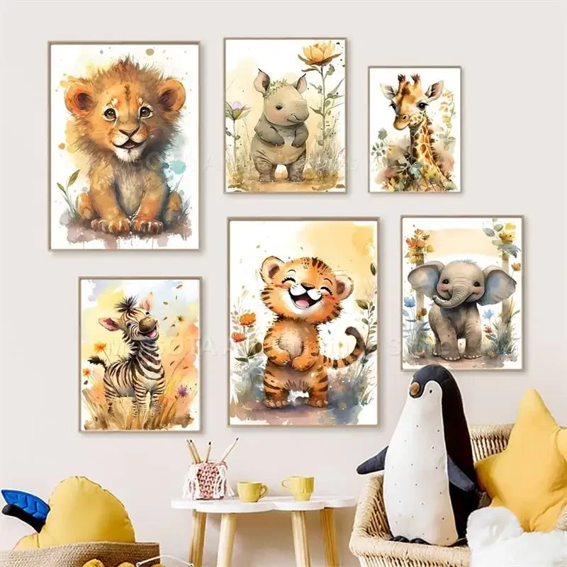 สีน้ำสิงโตยีราฟเสือช้างม้าลายเ - Baby Nursery Giraffe บทวิจารณ์และราคา