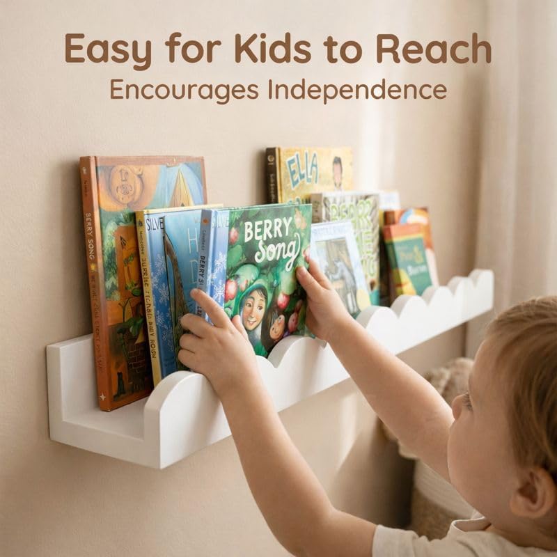ชุดชั้นวางของลอยตัวสีขาว 4 ชิ้ - Baby Nursery Floating Shelves บทวิจารณ์และราคา