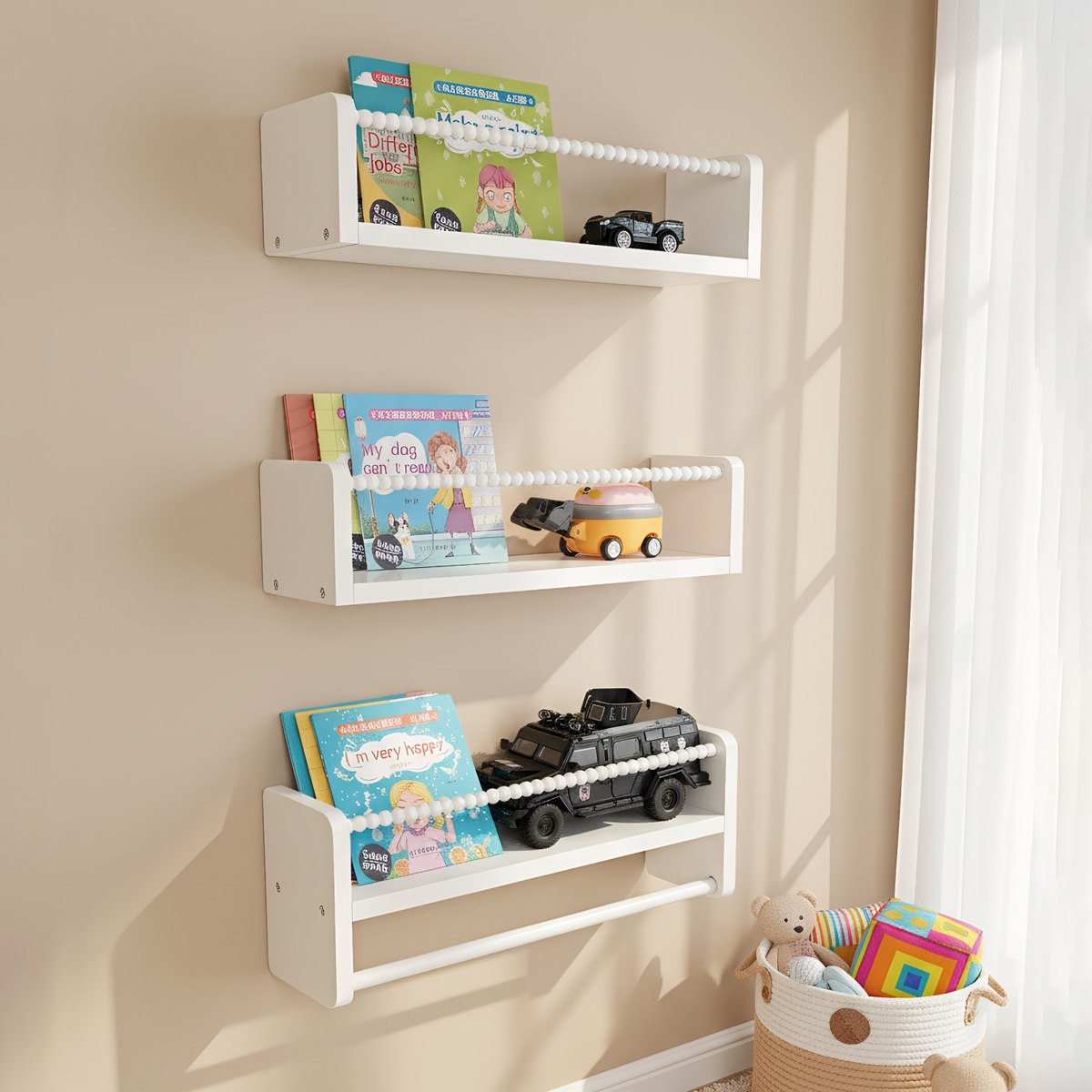 ชั้นวางหนังสือไม้สำหรับห้องเด็ - Baby Nursery Floating Shelves บทวิจารณ์และราคา