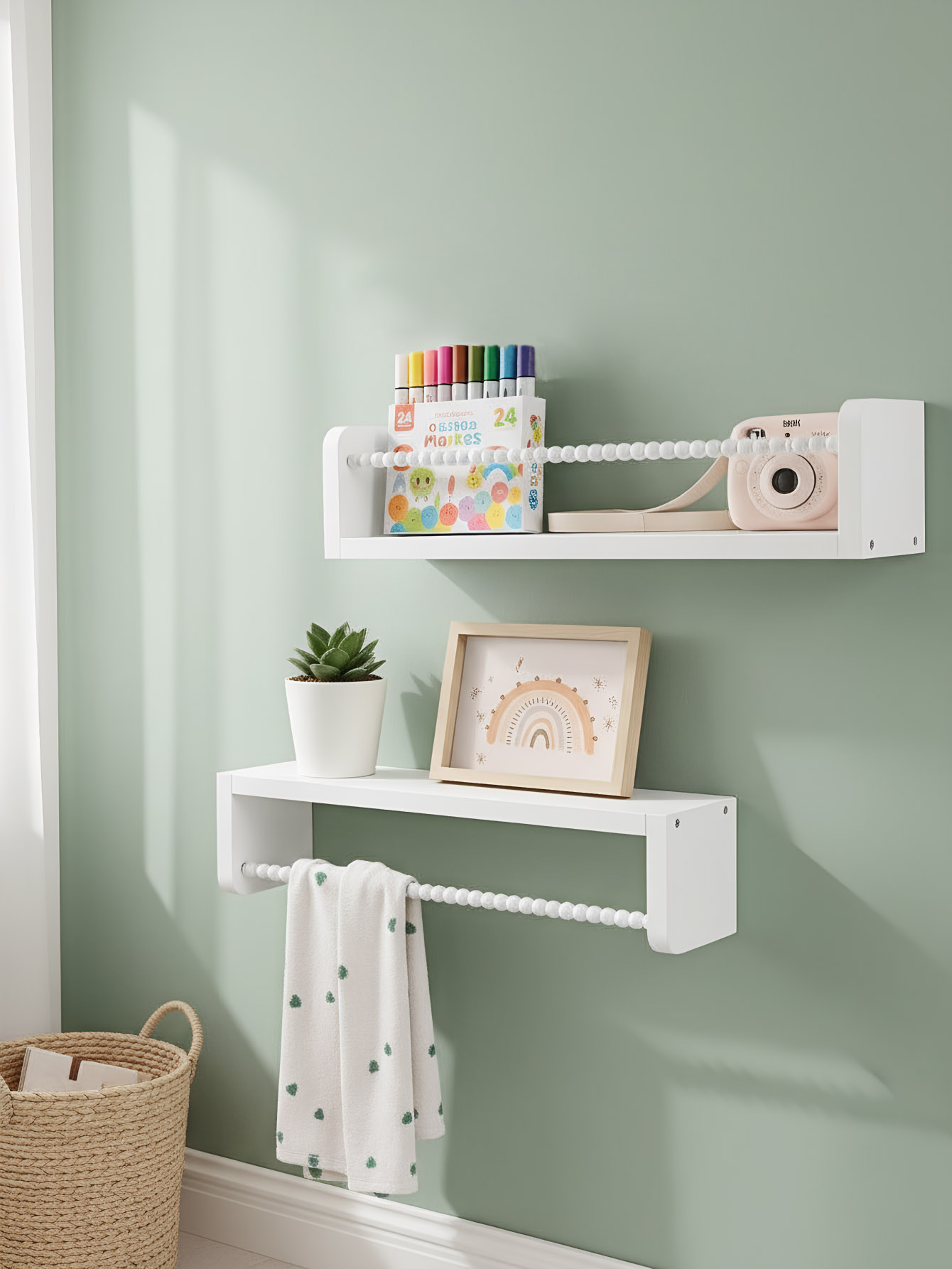 ชั้นวางหนังสือไม้สำหรับห้องเด็ - Baby Nursery Floating Shelves บทวิจารณ์และราคา